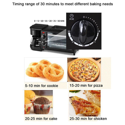 3 In 1 Breakfast Maker Portable Toaster Oven Grill Pan  Coffee Maker Full Breakfast Ready At One Go Wukusy