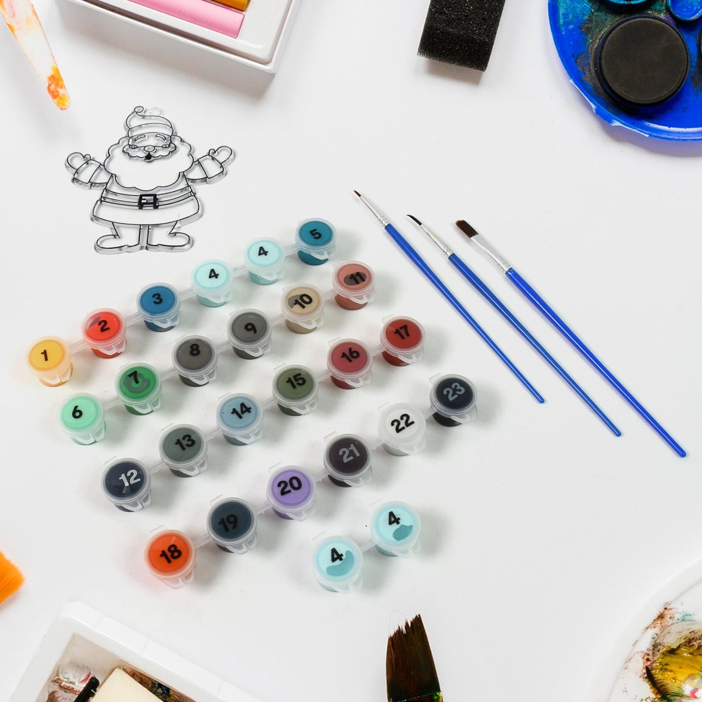 Paint By Number Kits 2 Set 24 Number Color 6 Paint Brushes (2 Set) Wukusy