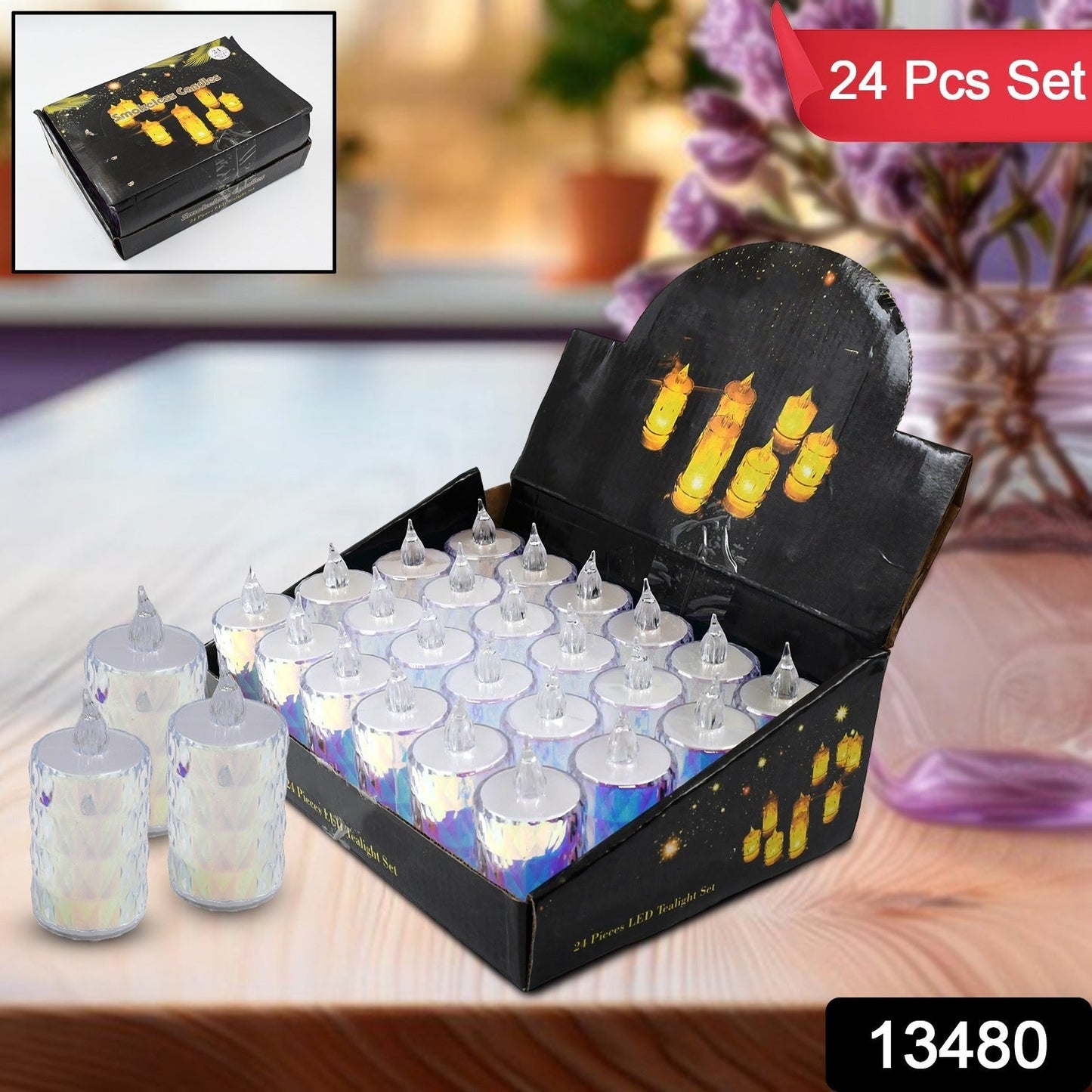 24 Pc Flameless And Smokeless Decorative Melting Candles Led Tea Light Wukusy