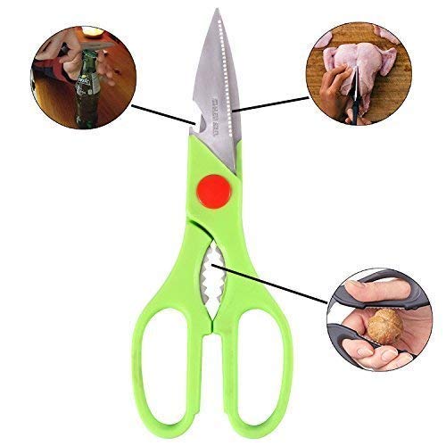 Multi-function Kitchen Household For Vegetables Fruit Cheese  Meat Slices With Bottle Opener Stainless Steel Sea Food Scissor Wukusy