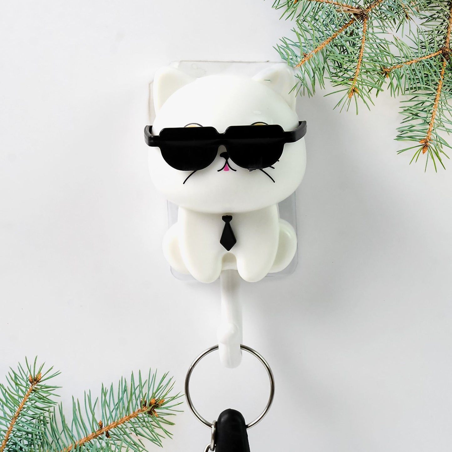 Cat Hook For Wall Cute Cat Key Hook With Sunglasses (1 Pc) Wukusy