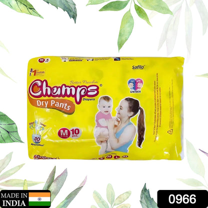Medium Champs Dry Pants Style Diaper- Medium (10 Pcs) Best For Travel  Absorption Champs Baby Diapers Champs Soft And Dry Baby Diaper Pants (M 10 Pcs ) Wukusy
