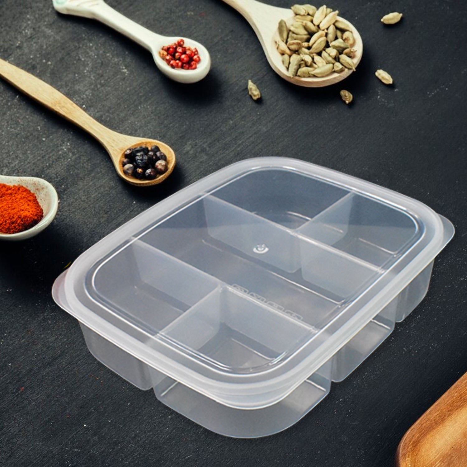 Plastic 5- Compartment Excellent Container Reusable Lunch Box (1 Pc) Wukusy