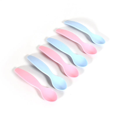 Kids Cute Food Grade Foods Feeding Training Silicone Baby Spoon (Set Of 6 Pcs) Wukusy