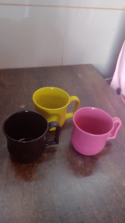 Premium Plastic Coffee  Tea Cups  Mug With Handle (1 Pc  Loose  Mix Color) Wukusy