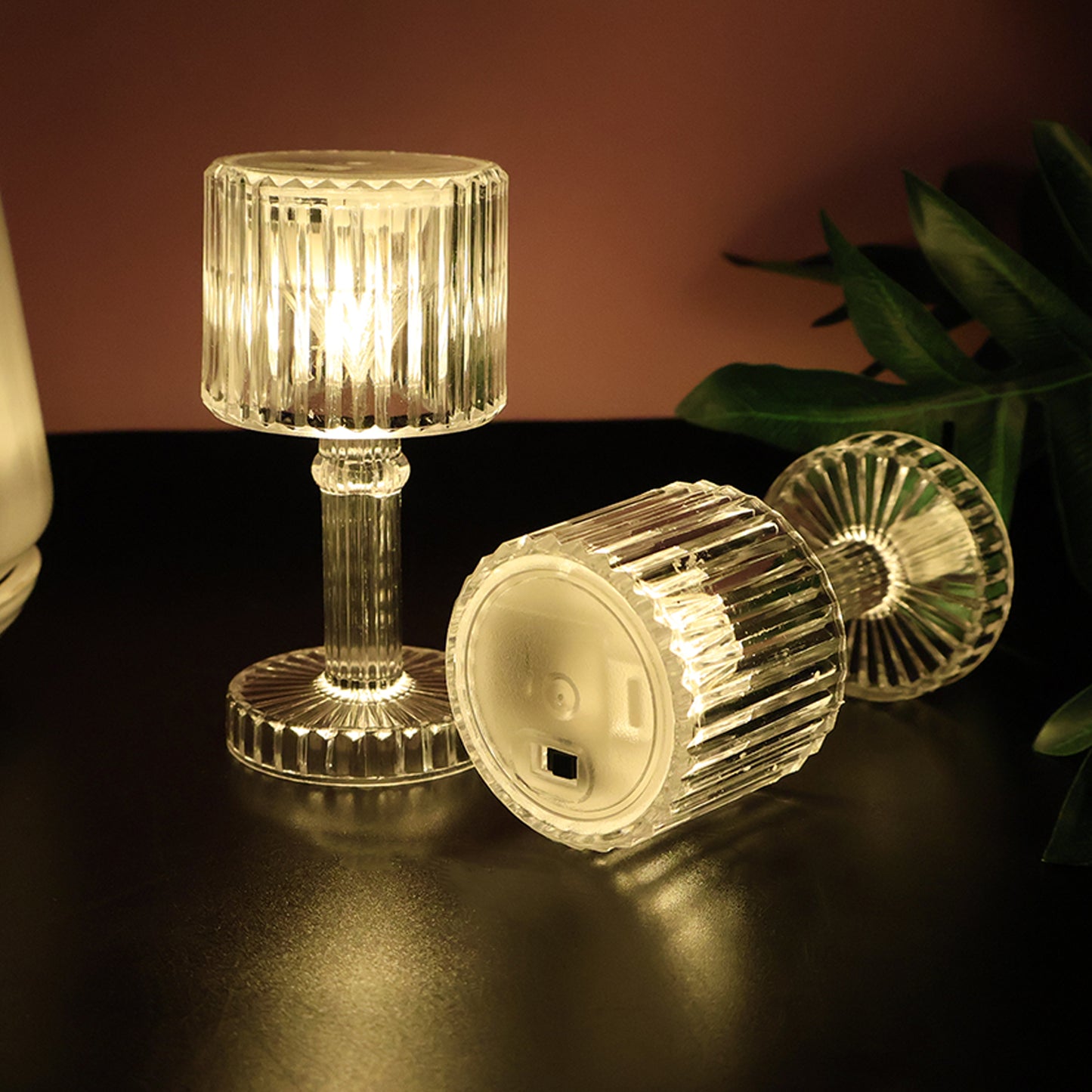 Set Of 6 Led Crystal-effect Table Lamps