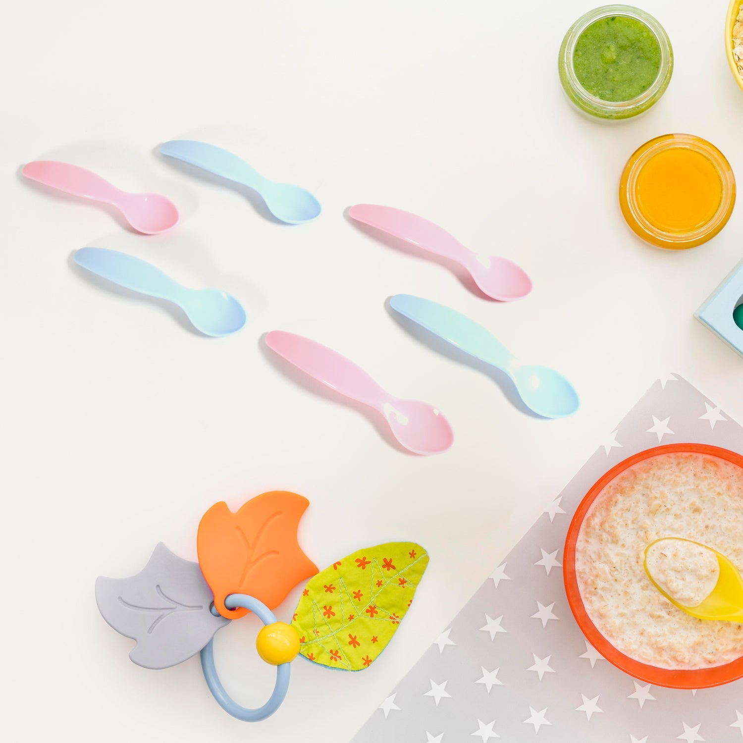 Kids Cute Food Grade Foods Feeding Training Silicone Baby Spoon (Set Of 6 Pcs) Wukusy