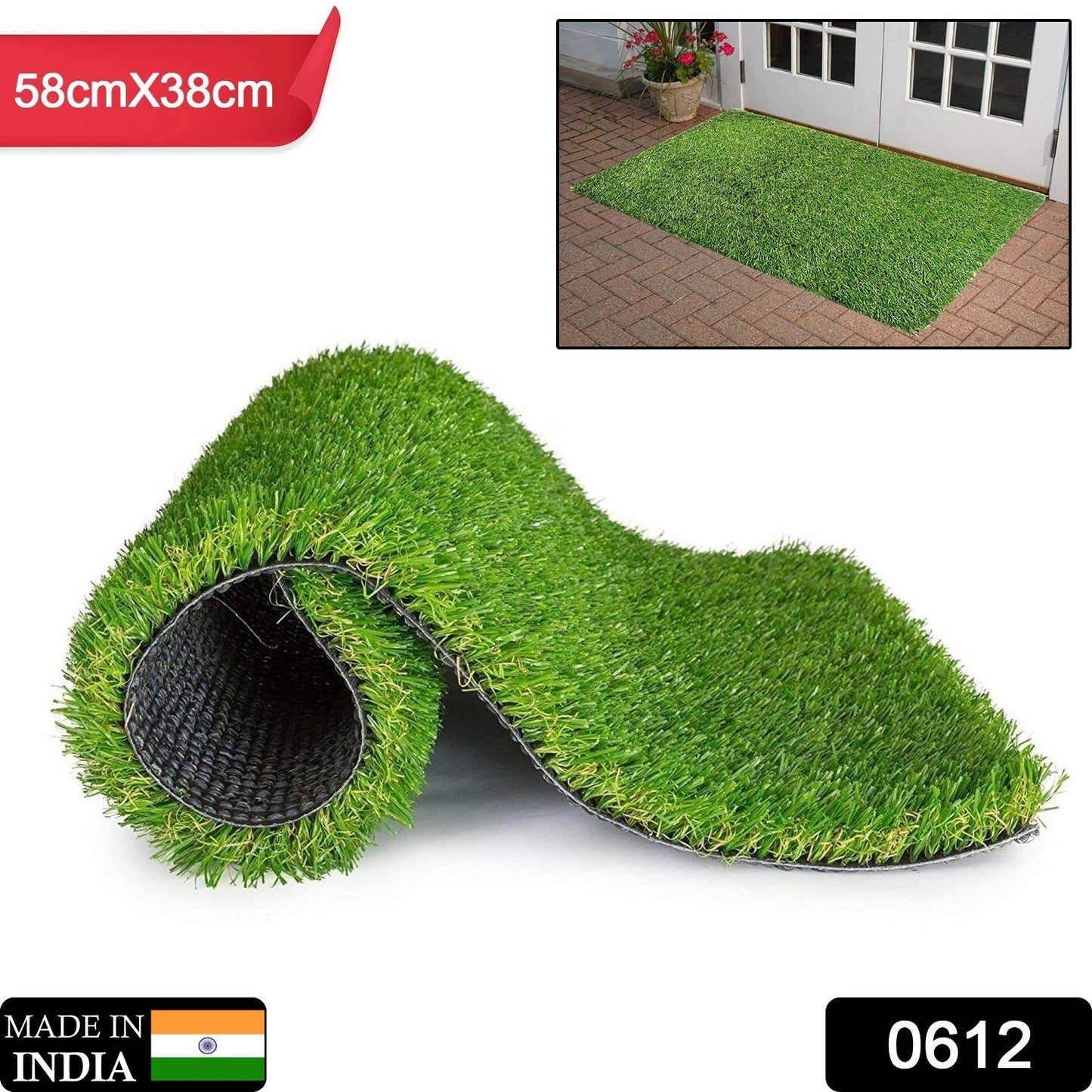 0612 Artificial Grass For Balcony Or Doormat Soft And Durable Plastic Turf Carpet 58x38cm Wukusy