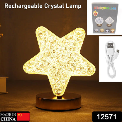 12571 Star Shape Crystal Diamond Lamp Cordless Luxury Lamp With Usb Rechargeable 3-way Dimmable  Touch Control Decorative Nightstand Lamp For Bedroom Living Room Party Restaurant Decor (1 Pc ) Wukusy