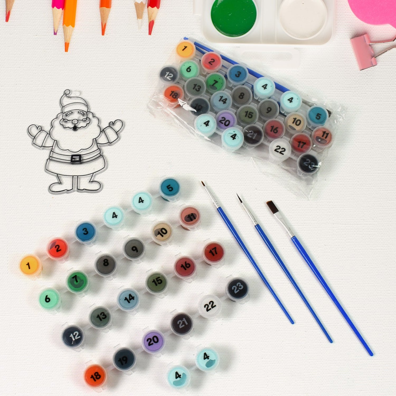 Paint By Number Kits 2 Set 24 Number Color 6 Paint Brushes (2 Set) Wukusy