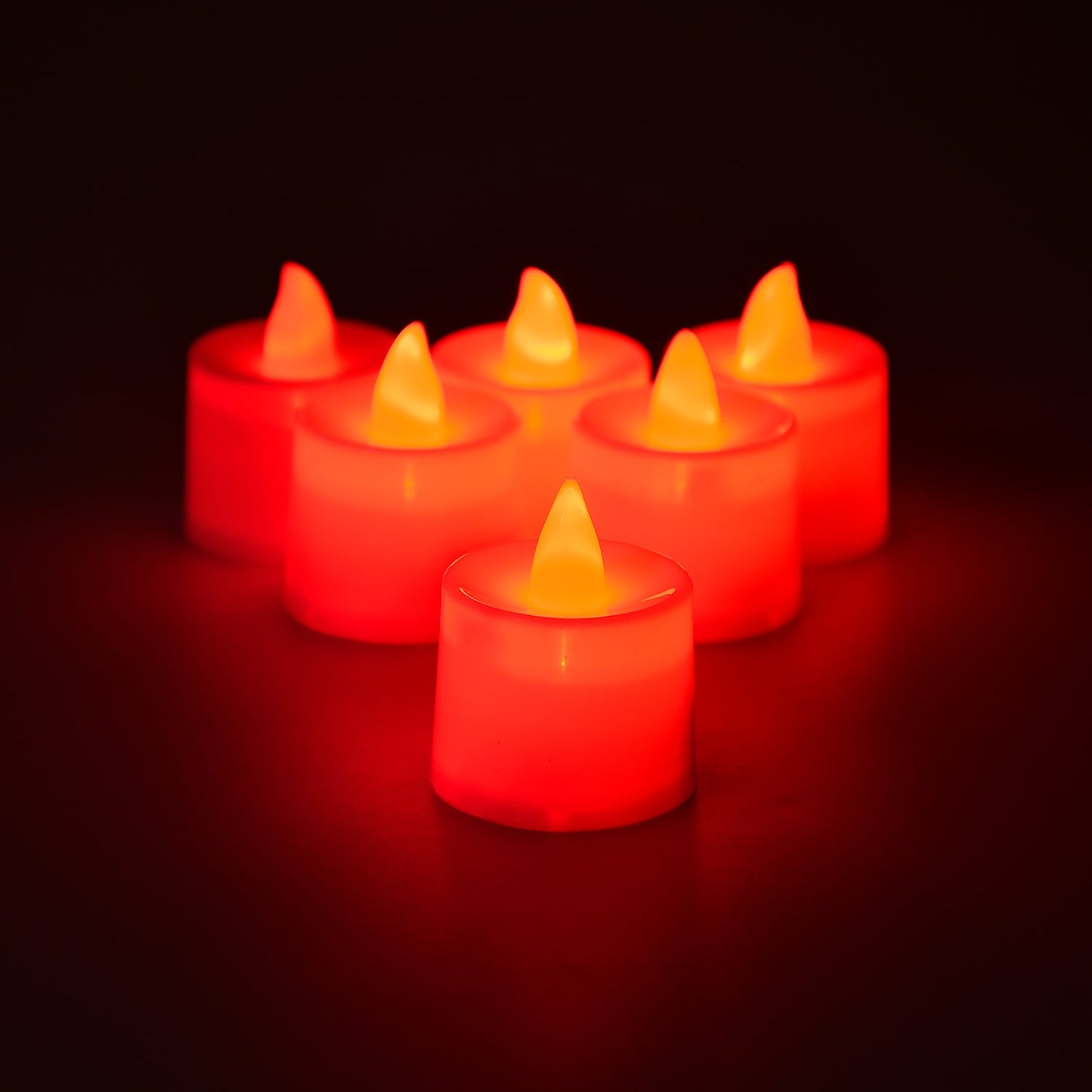 6633 Red Flameless Led Tealights Smokeless Plastic Decorative Candles - Led Tea Light Candle For Home Decoration (Pack Of 24) Wukusy