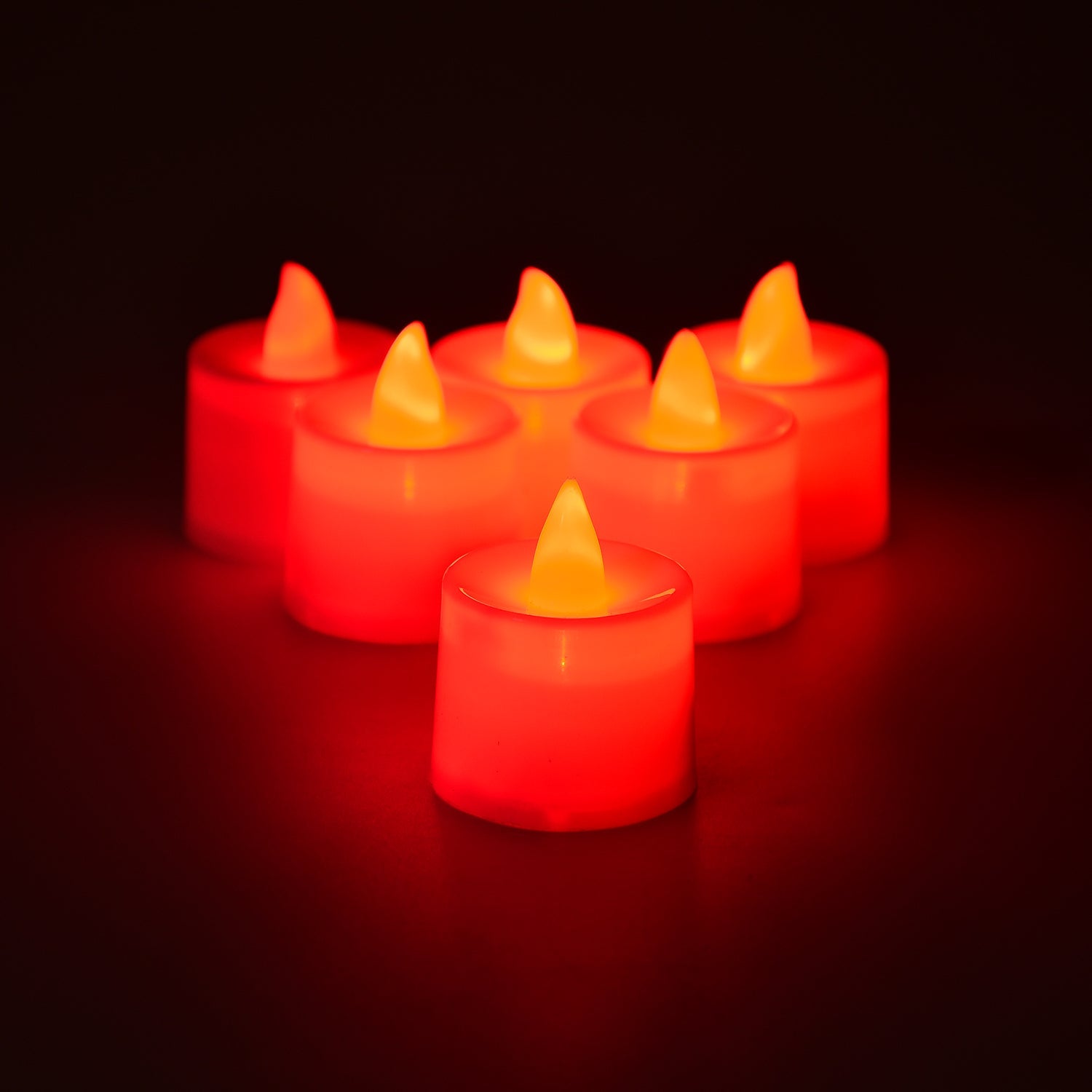 6633 Red Flameless Led Tealights Smokeless Plastic Decorative Candles - Led Tea Light Candle For Home Decoration (Pack Of 24) Wukusy