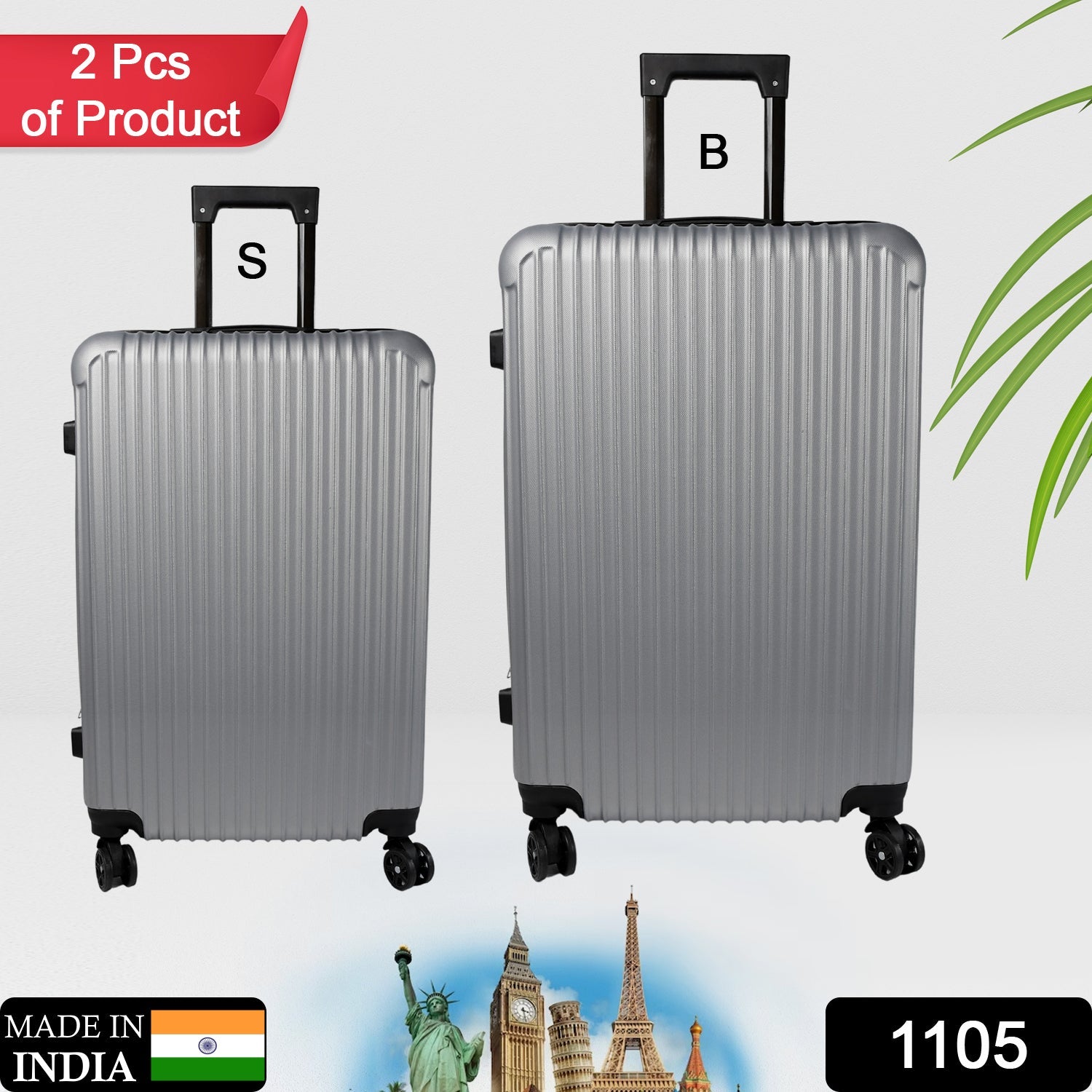 1105 Trolley Bag Big And Small Suitcase Bag For Men  Women Use Bag ( Set Of 2 ) Wukusy