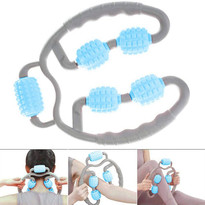 0265 Muscle Massage Roller 5 Wheels Relieve Soreness Leg Muscle Roller Fitness Roller Muscle Relaxer Massage Roller Ring Clip All Round Massaging Uniform Force Elastic Pp Drop Shaped For Home Use (1 Pc) Wukusy